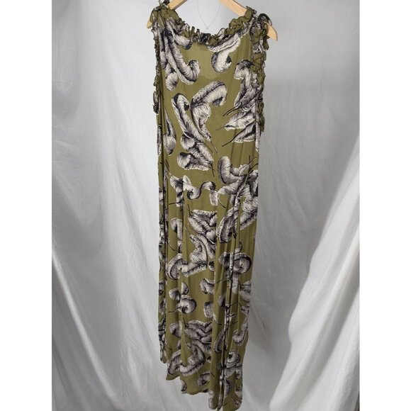 Vintage Sleeveless Dress Ruffled Green Ida Claire Women's Size XL 38" Waist - Picture 6 of 10